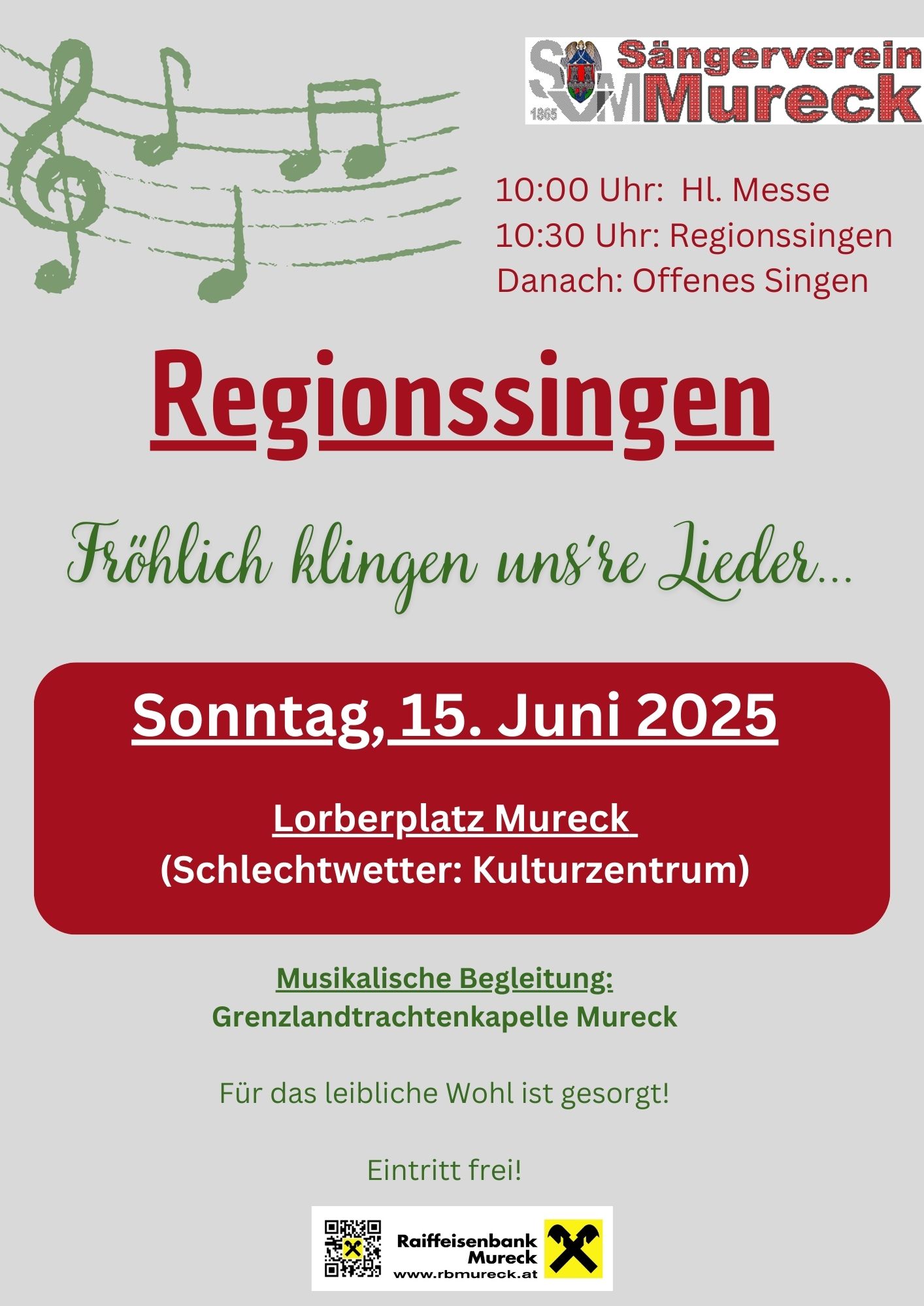 Regionssingen der Chorregion Radkersburg mit 160-Jahr-Jubiläum des Sängervereins Mureck