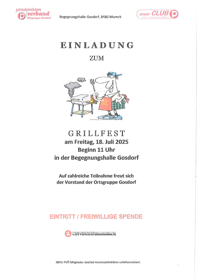 Grillfest - Pensionistenverband Ortsgruppe Gosdorf