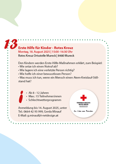 Ferien(s)pass - Erste Hilfe für Kinder - Rotes Kreuz
