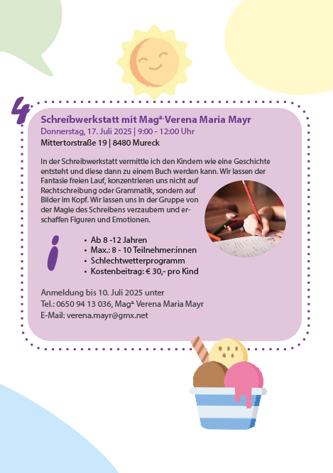Ferien(s)pass - Schreibwerkstatt mit Mag. Verena Maria Mayr