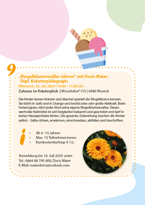 Ferien(s)pass - „Ringelblumensalbe rühren“ mit Doris Maier