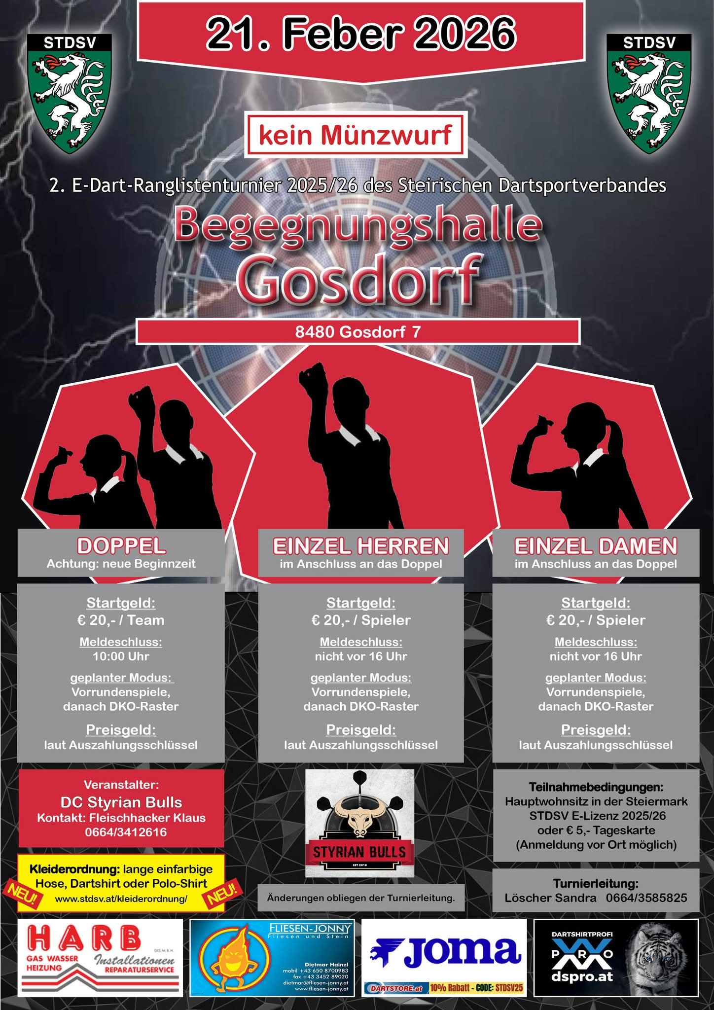 2. E-Dart Ranglistenturnier 2025/2026 des Steirischen Dartsportverbandes