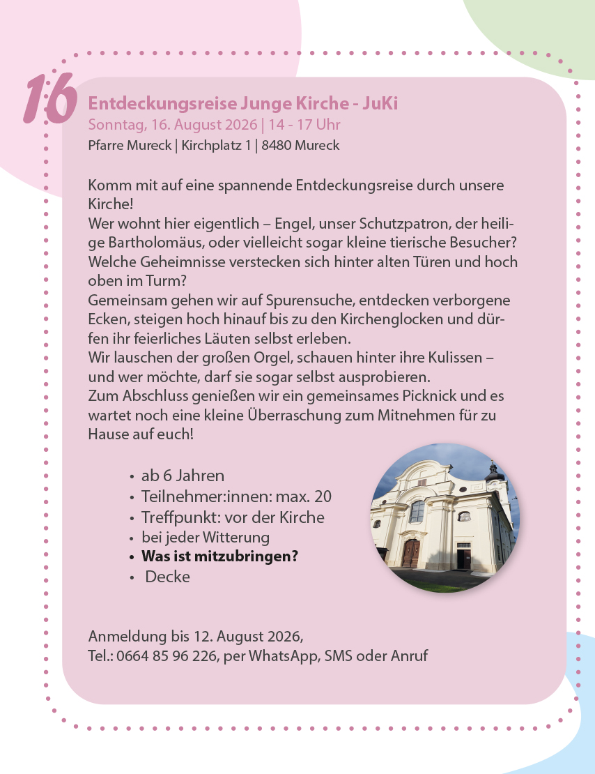 Ferien(s)pass - Entdeckungsreise Junge Kirche - JuKi