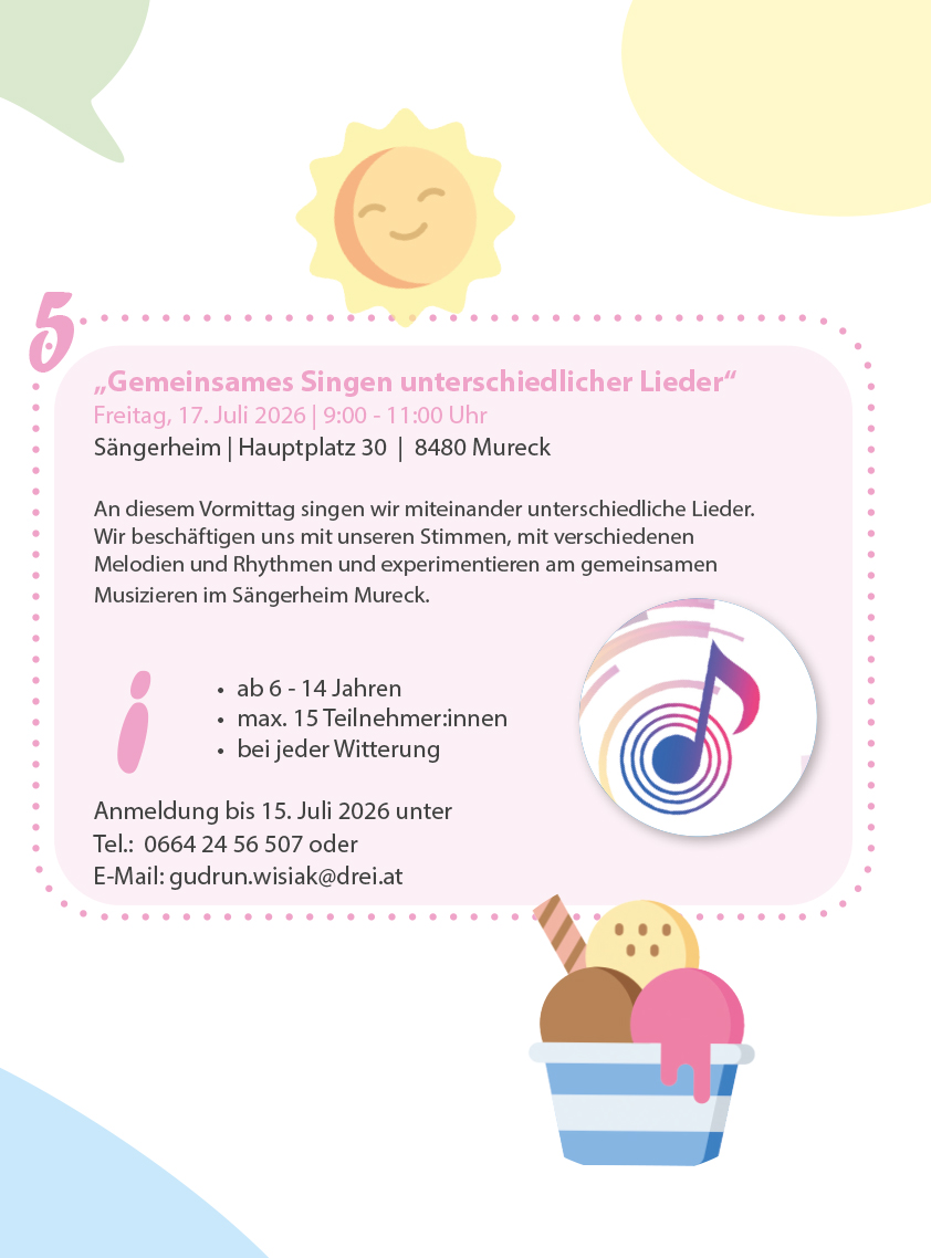 Ferien(s)pass - „Gemeinsames Singen unterschiedlicher Lieder“