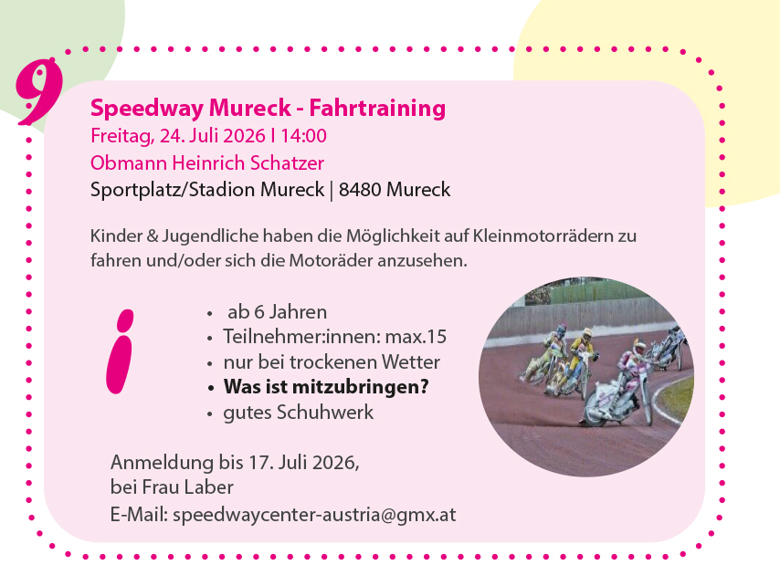 Ferien(s)pass - Speedway Mureck - Fahrtraining