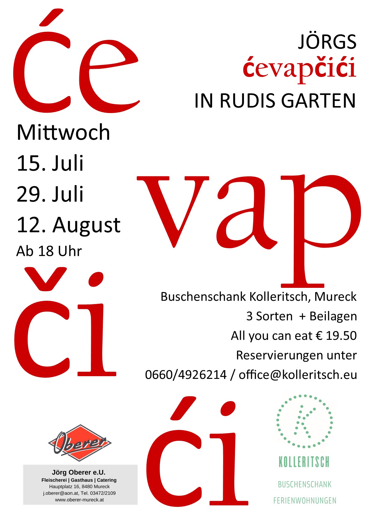 JÖRGS cevapcici IN RUDIS GARTEN